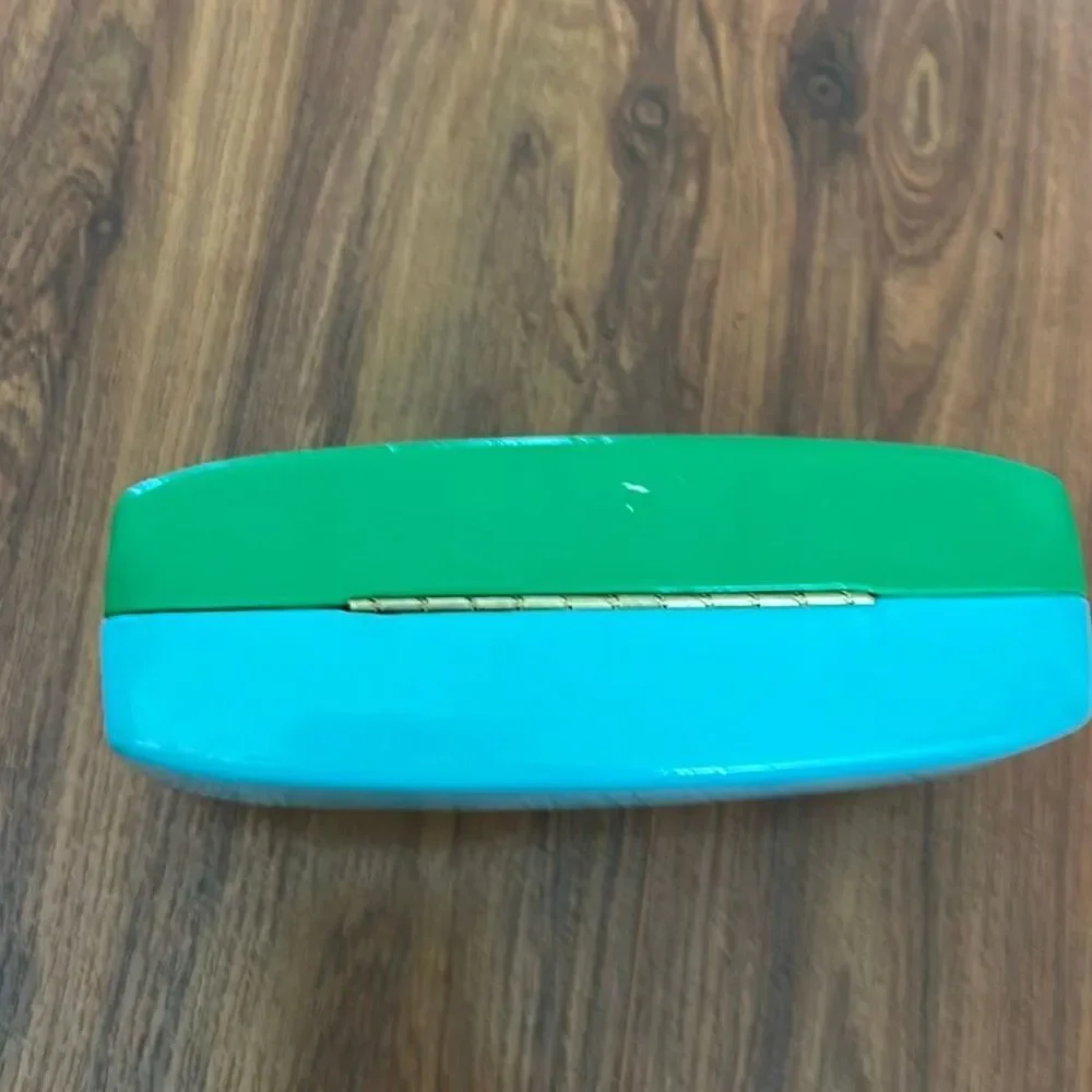 Kate Spade turquoise and green large hard eye glass sunglass case.